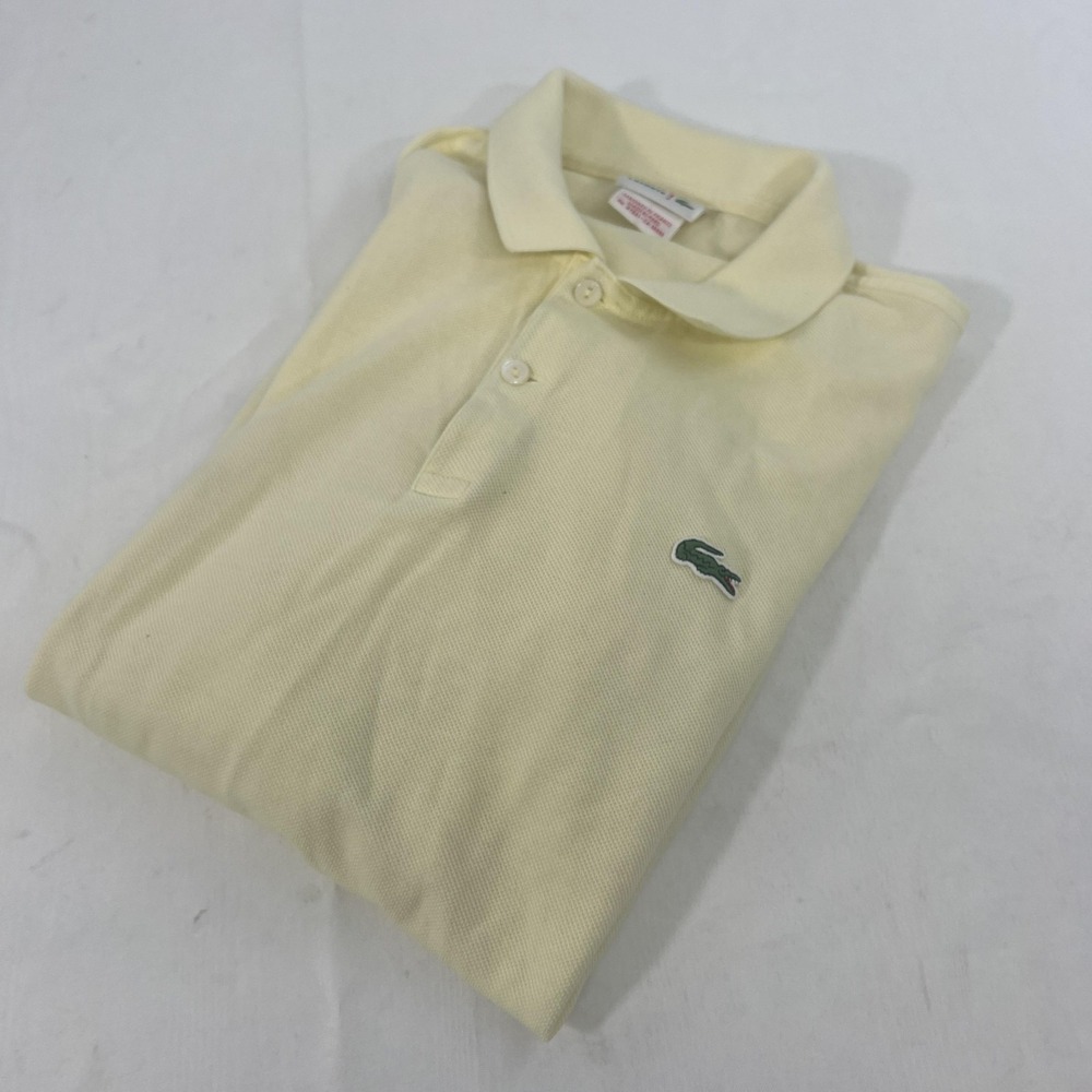 Lacoste Polo Shirt Mens Large Yellow Pique Cotton Croc Logo Short Sleeve - Picture 13 of 13